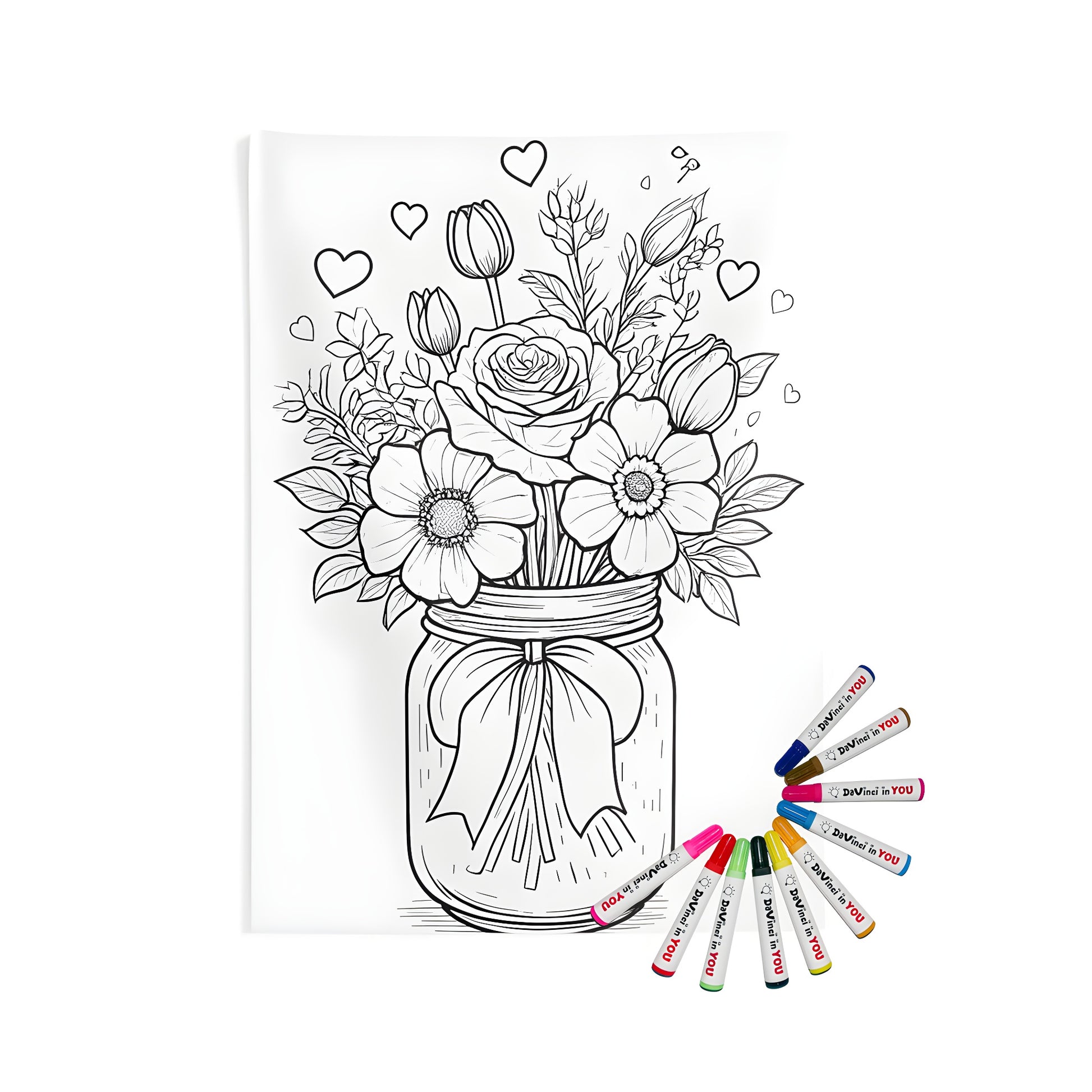 Indoor wall tapestry with colorful bouquet design, ideal for home decor