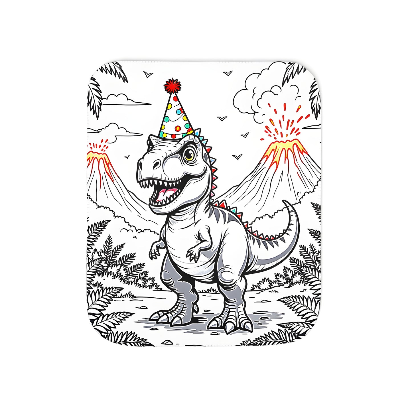 Colorful Graphic Design Blanket with Dinosaur Party Theme