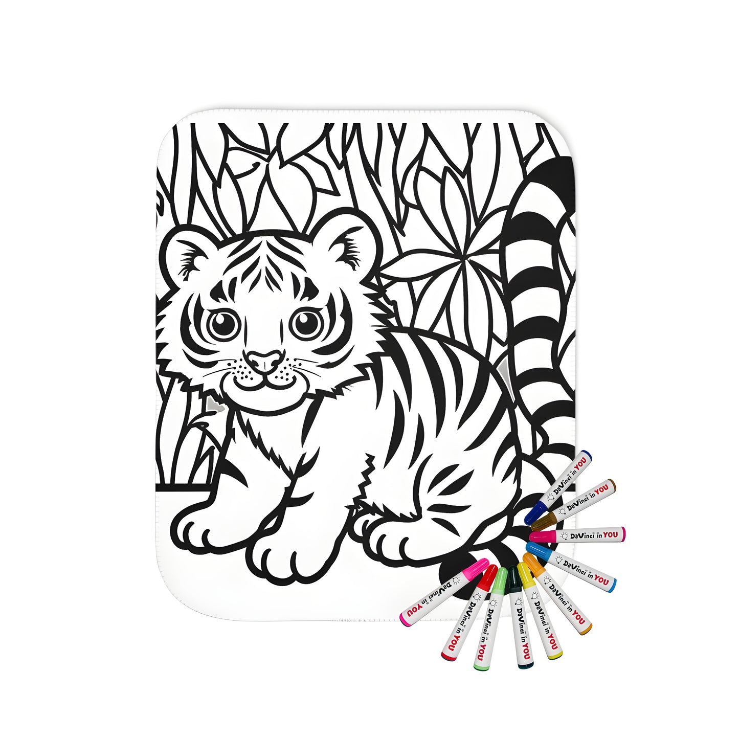 Cute baby tiger jungle scene blanket for kids