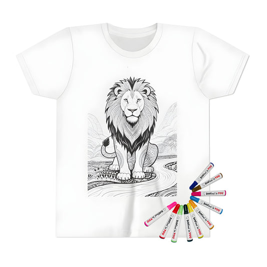 Kid's T-shirt with Intricate Lion Design and Fabric Markers