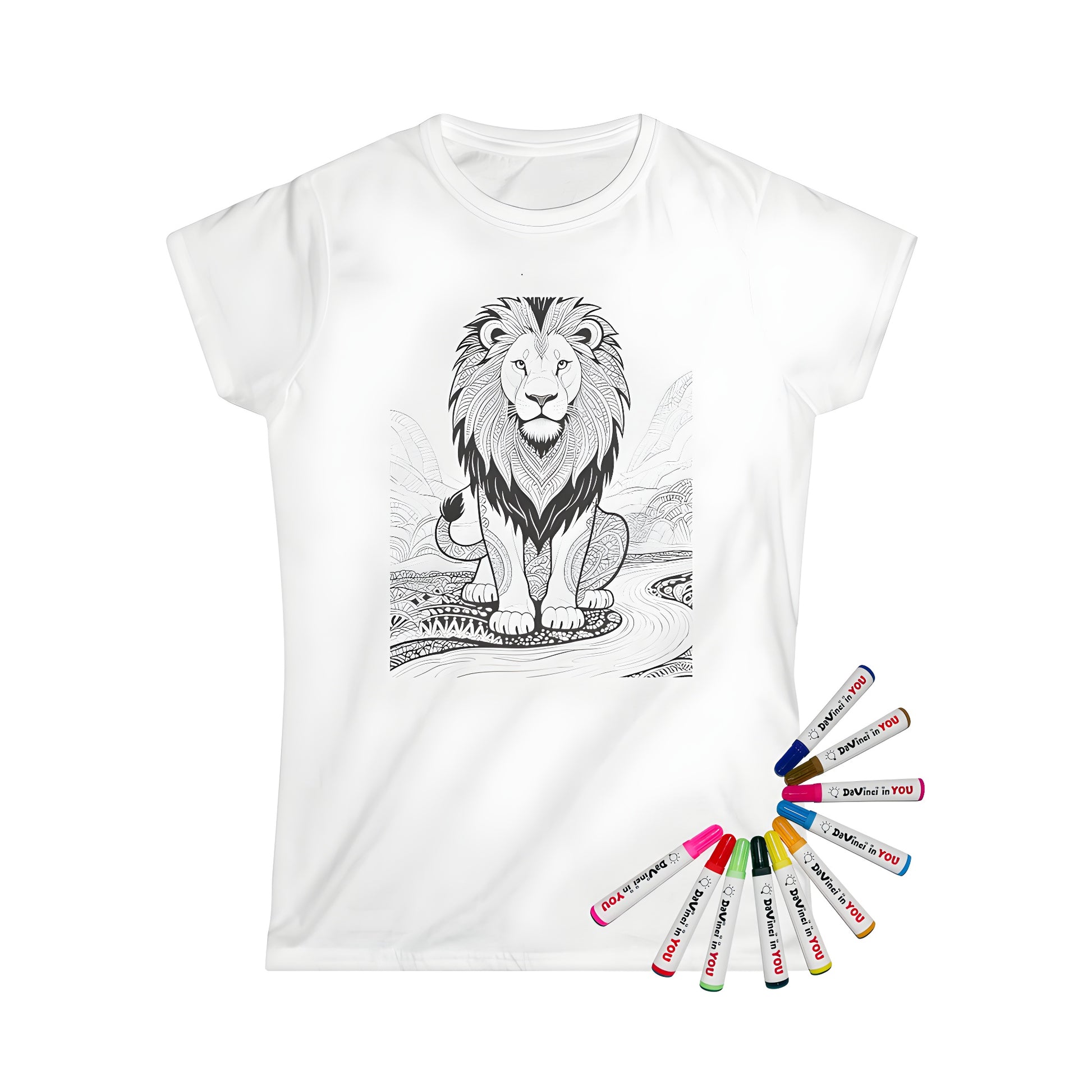 Women's t-shirt with intricate lion design