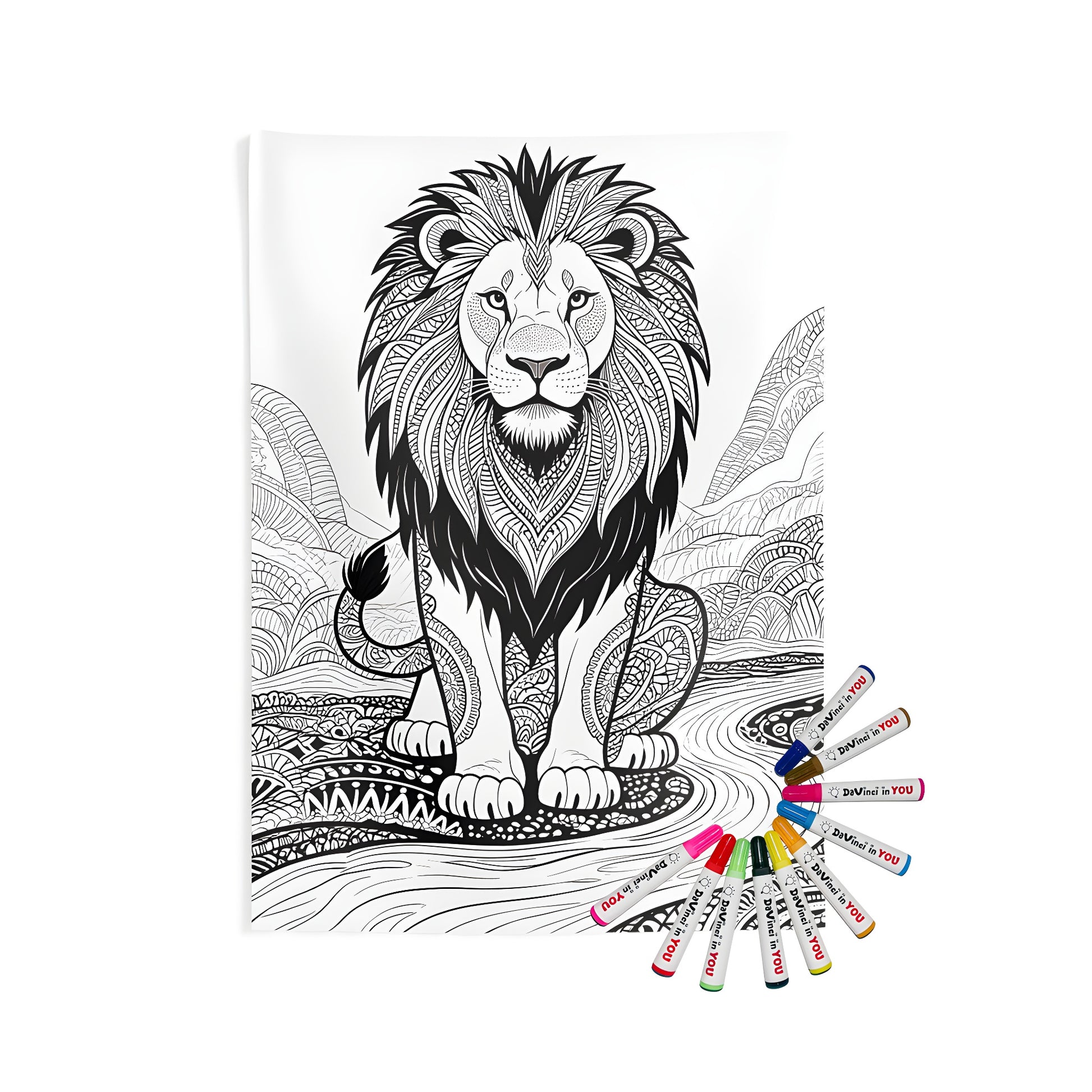 Indoor wall tapestries with intricate lion design