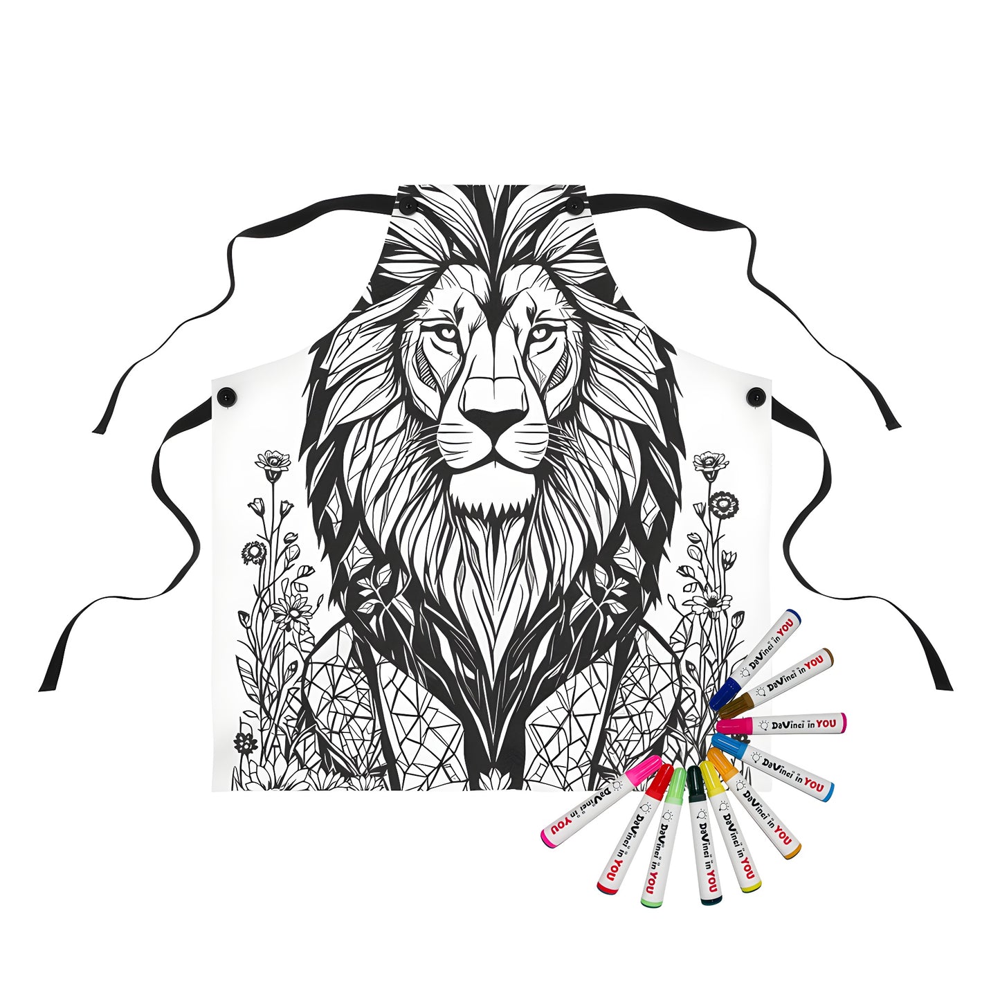 Apron with Lion and Flower Coloring Design