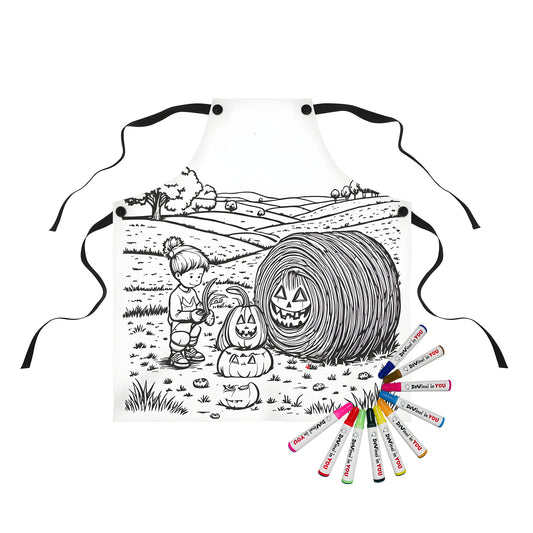 Apron with fun Halloween face pumpkin decoration design