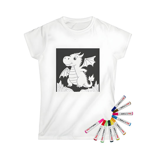Women's T-shirt Coloring Kit with 10 Fabric Markers - Cute Dragon