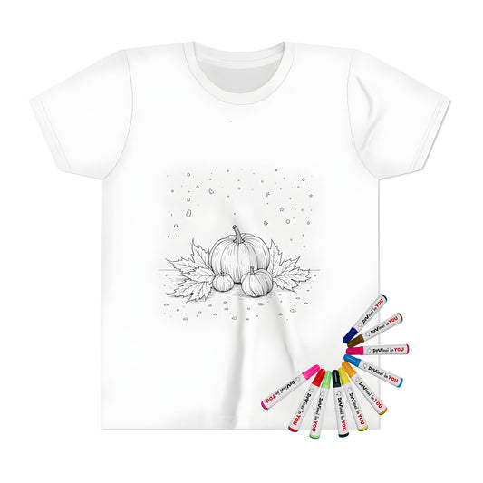 Colorful pumpkin patch design on kid's t-shirt