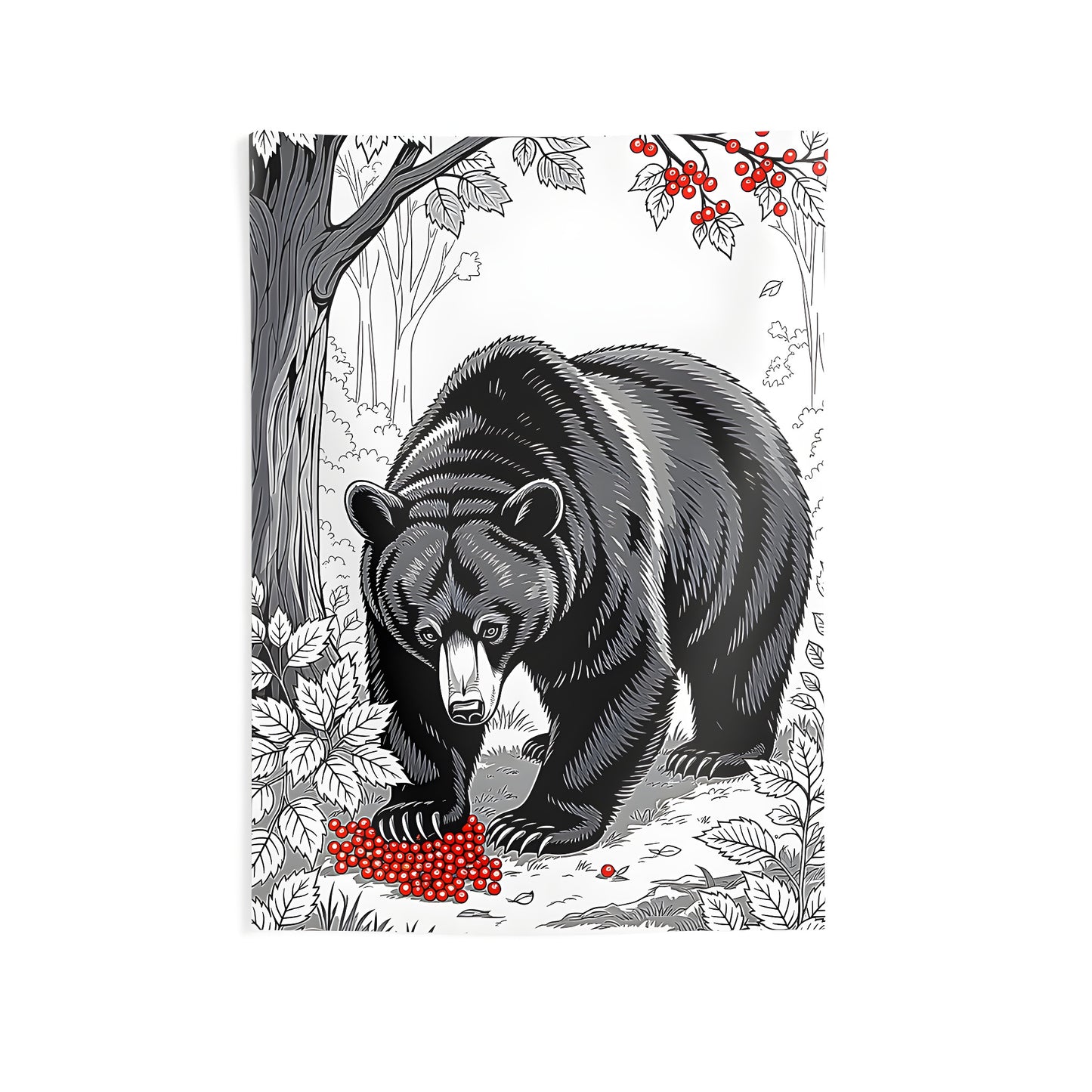 Indoor Wall Tapestries Colorful Graphic Design - Bear in Nature