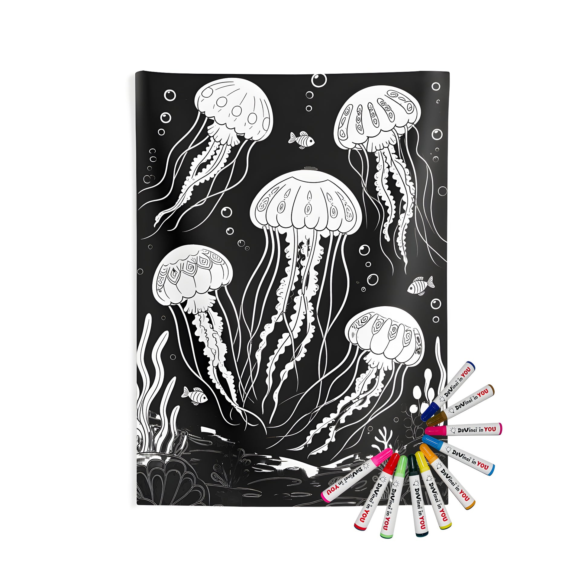 Jellyfish sea creature art print on fabric for indoor wall tapestry decoration
