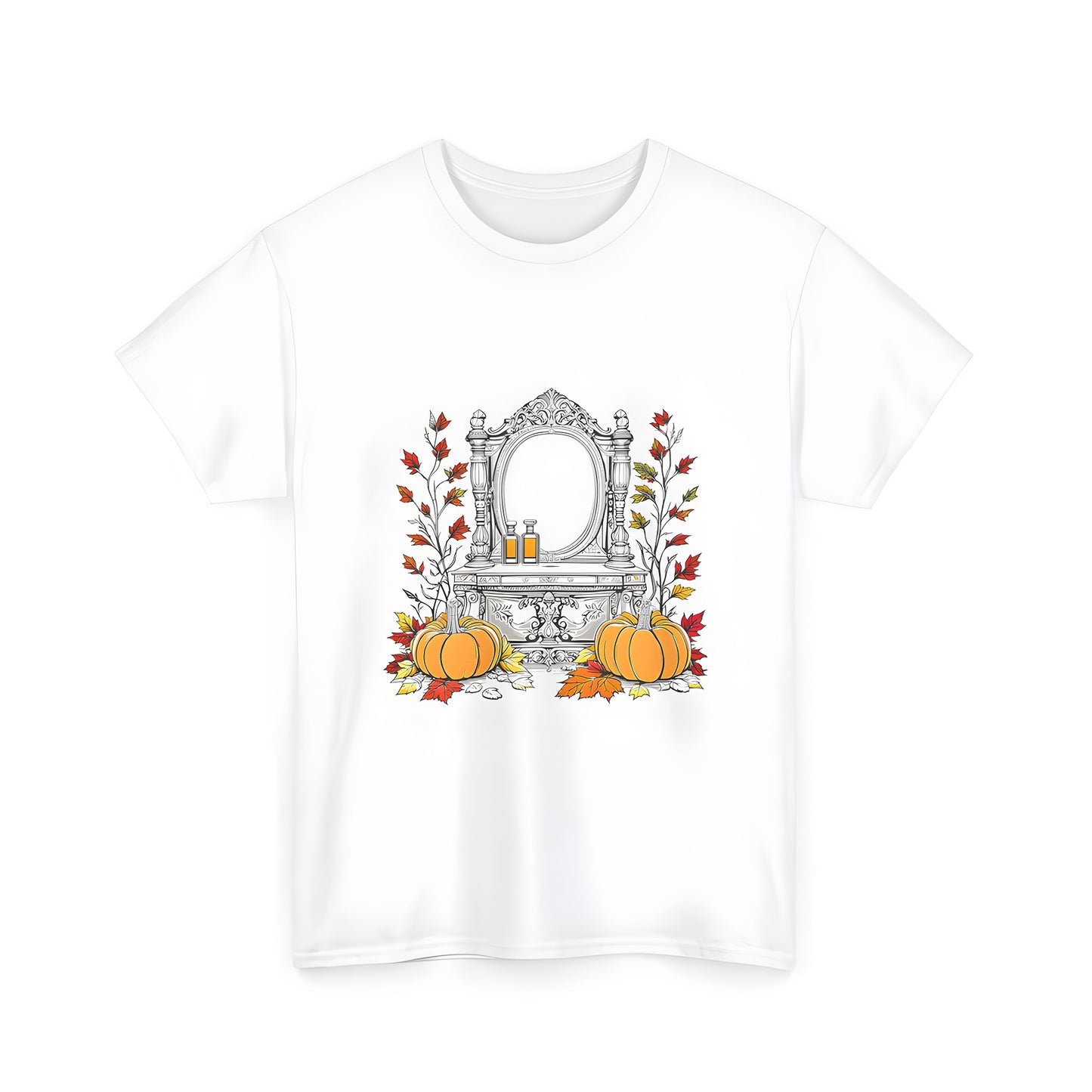 Unisex T-shirt Colorful Graphic Design - Pumpkins and Leaves