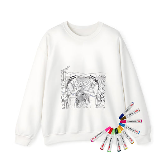 Adult sweatshirt with colorful Grape Harvest design
