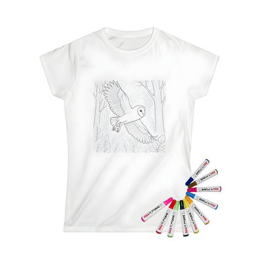 Women's T-shirt with a Barn Owl coloring page design