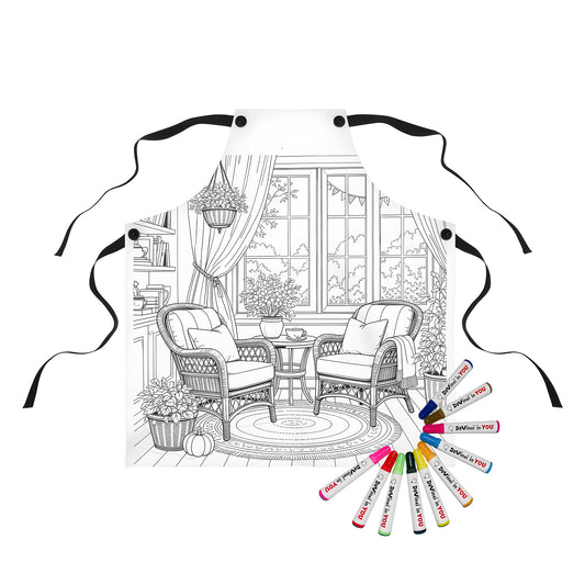 Apron Coloring Kit with 10 Fabric Markers - Cottage