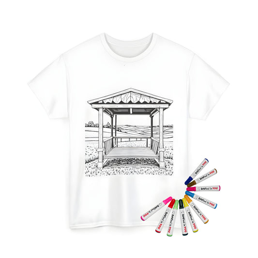 Unisex T-shirt with Gazebo coloring page design
