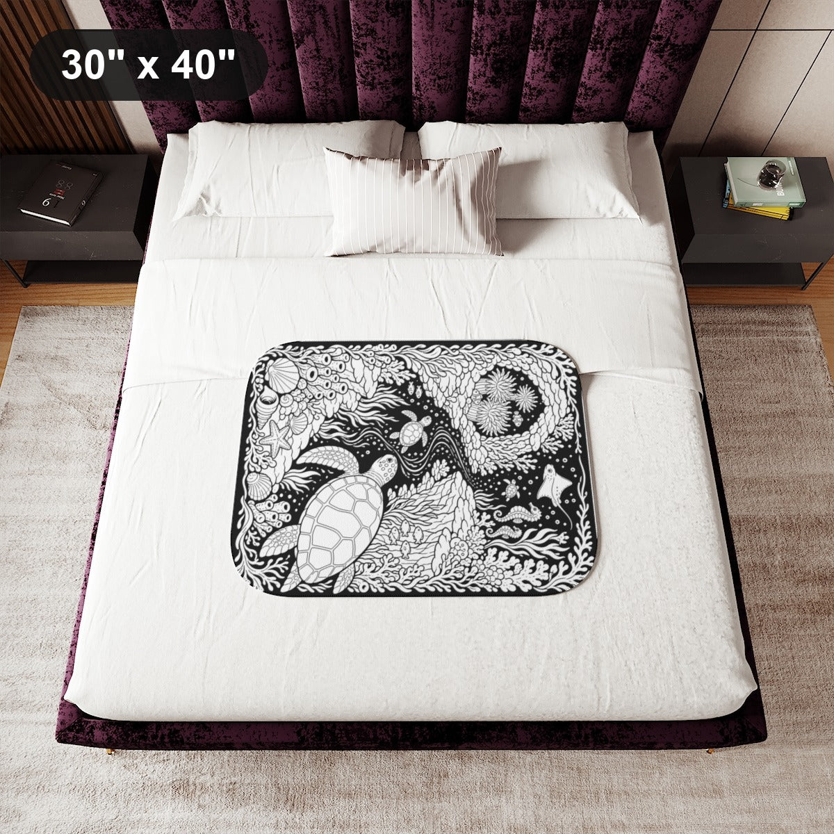 30" x 40" White coloring blanket styled in a room