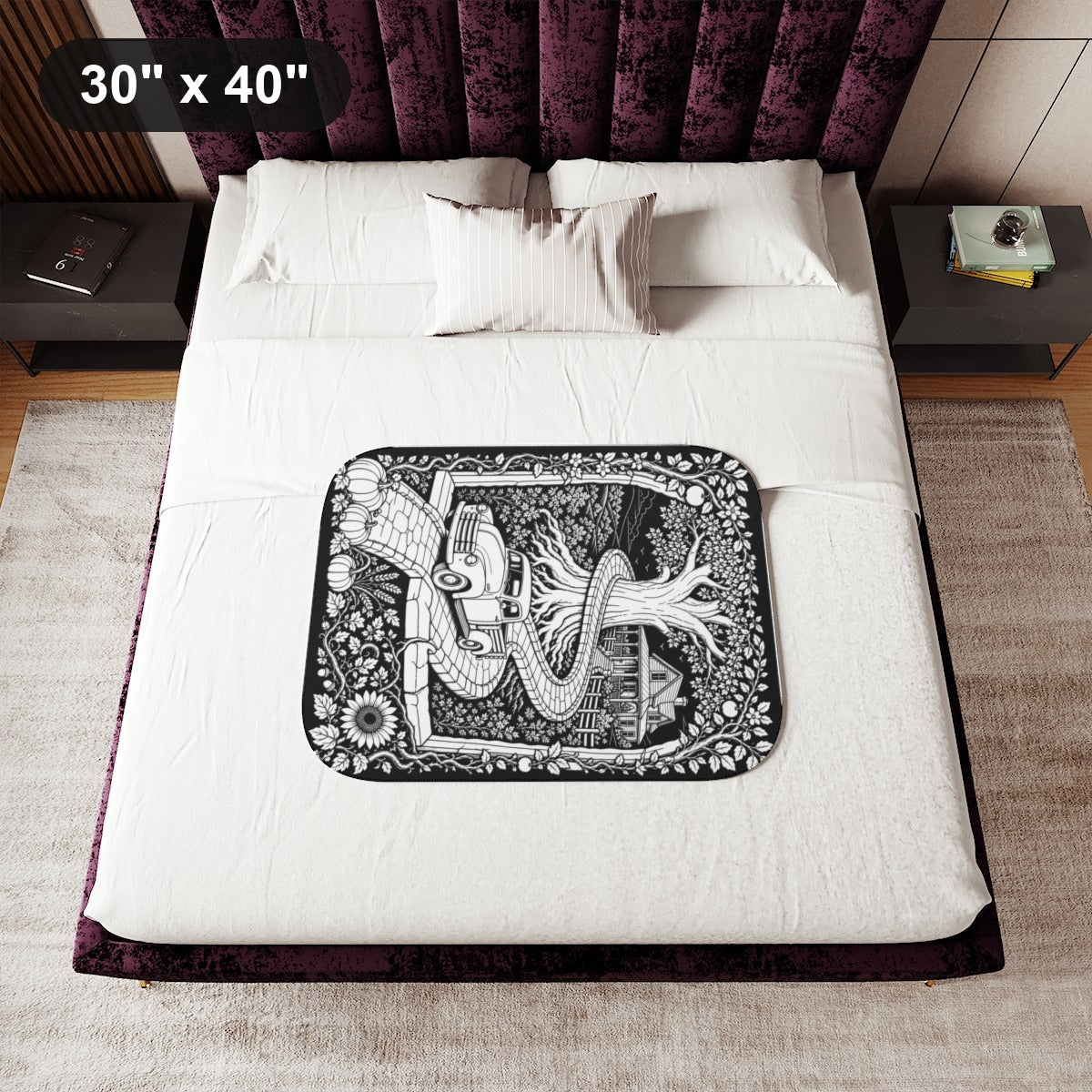 30" x 40" White coloring blanket styled in a room