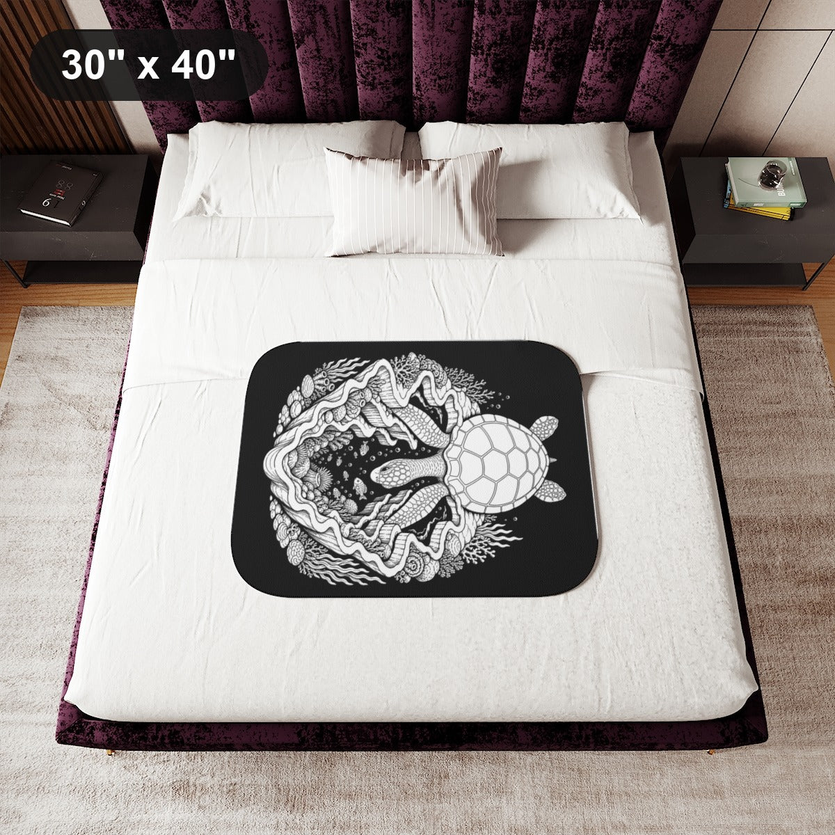 30" x 40" White coloring blanket styled in a room