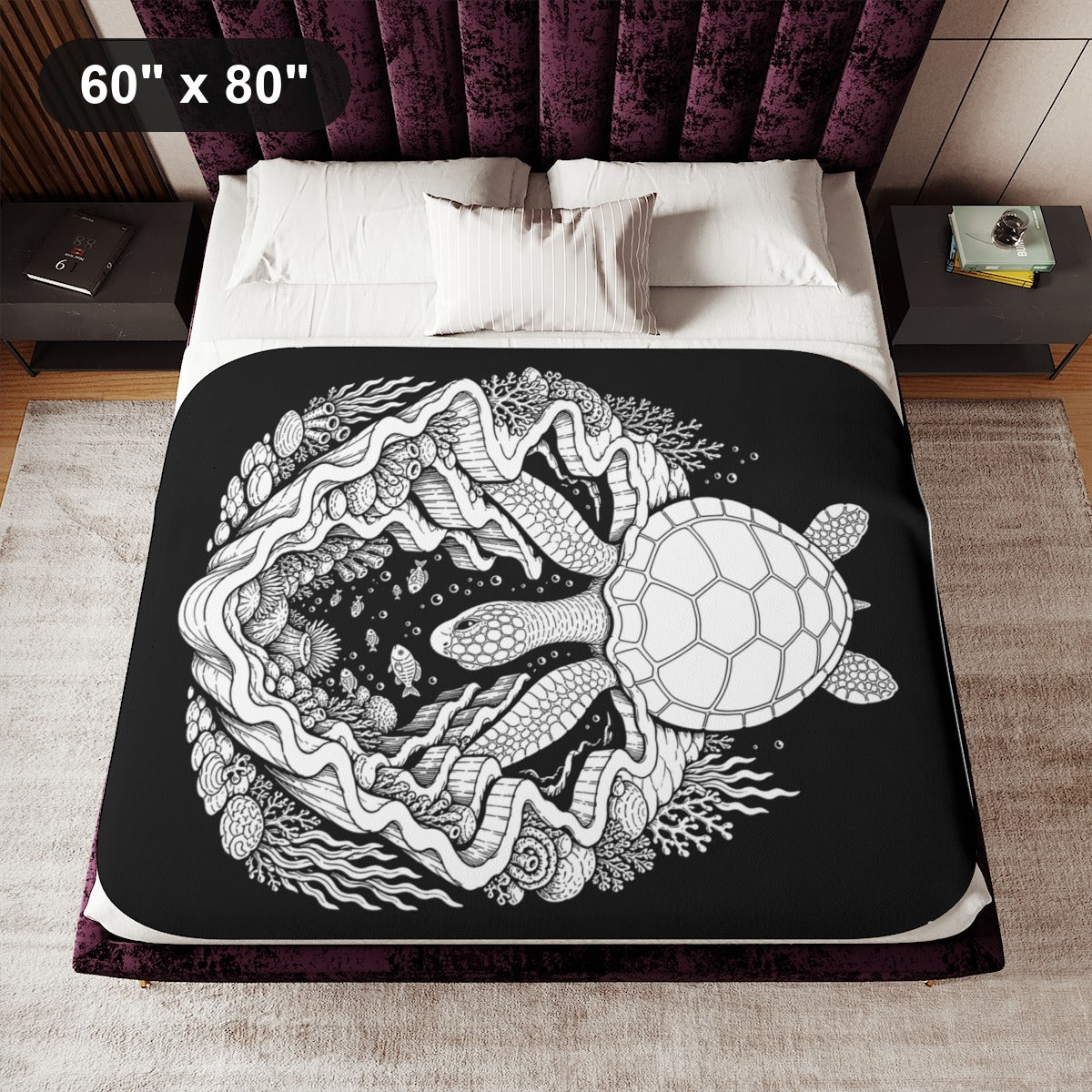 60" x 80" White coloring blanket styled in a room