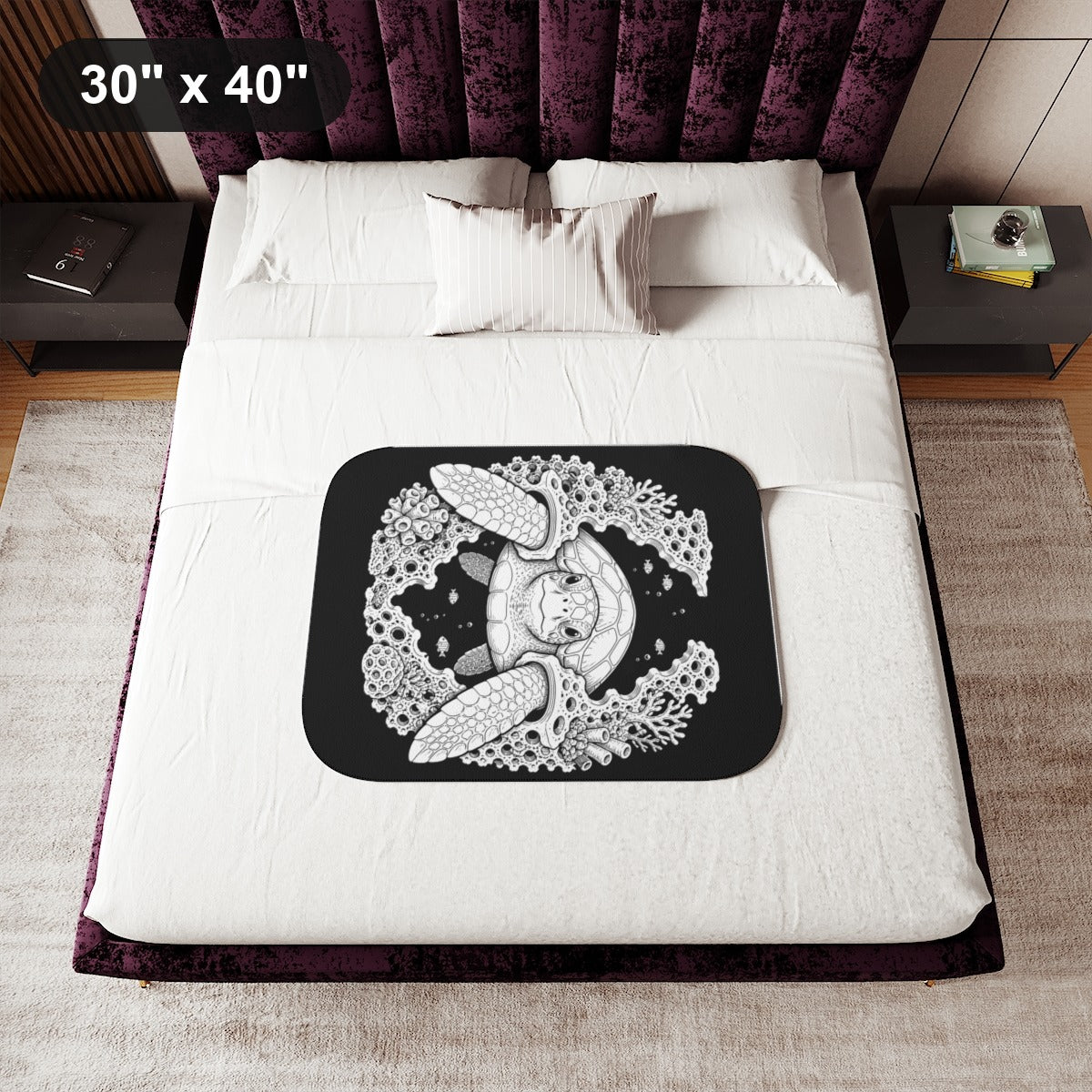 30" x 40" White coloring blanket styled in a room