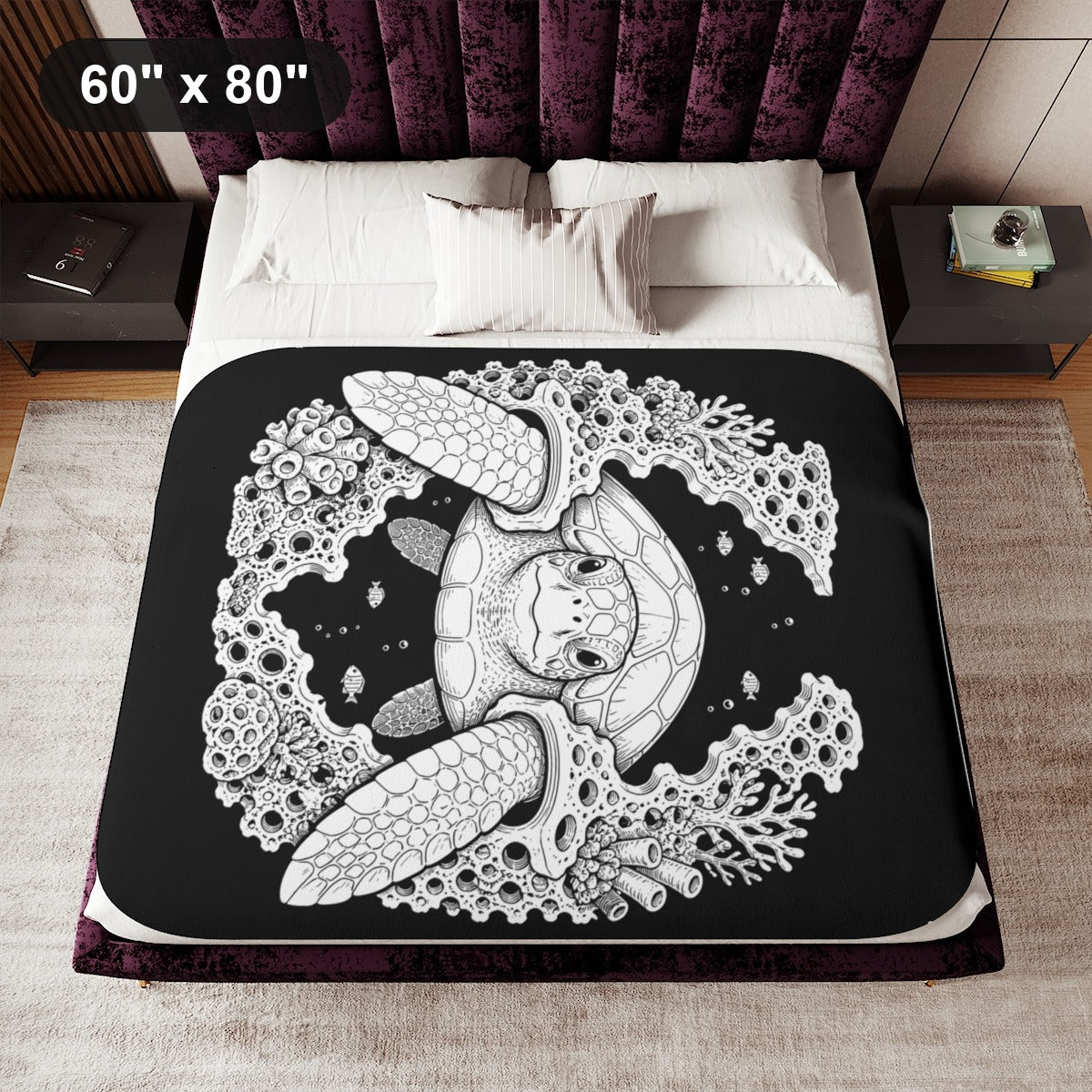 60" x 80" White coloring blanket styled in a room