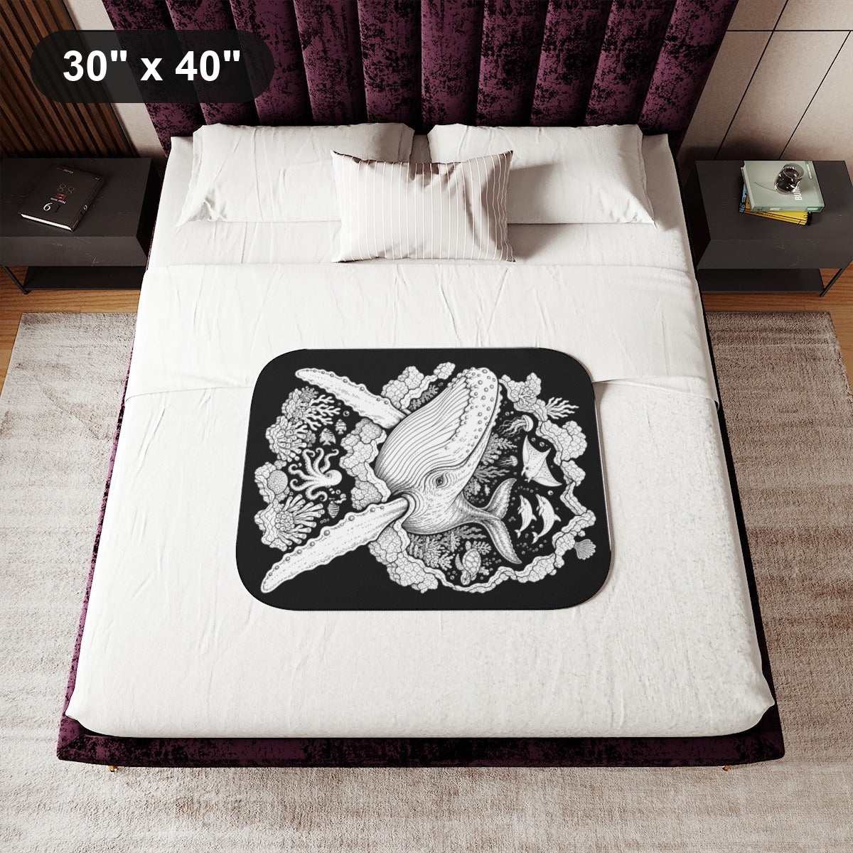 30" x 40" White coloring blanket styled in a room