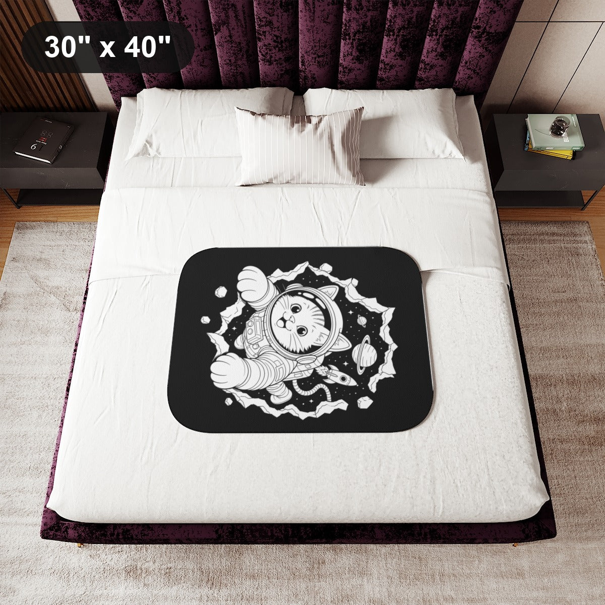 30" x 40" White coloring blanket styled in a room