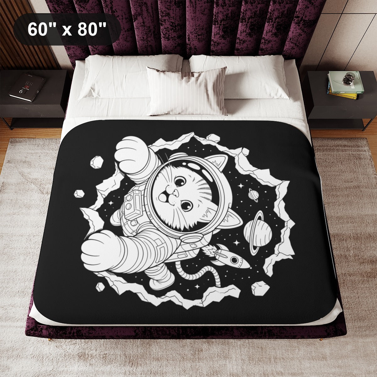 60" x 80" White coloring blanket styled in a room
