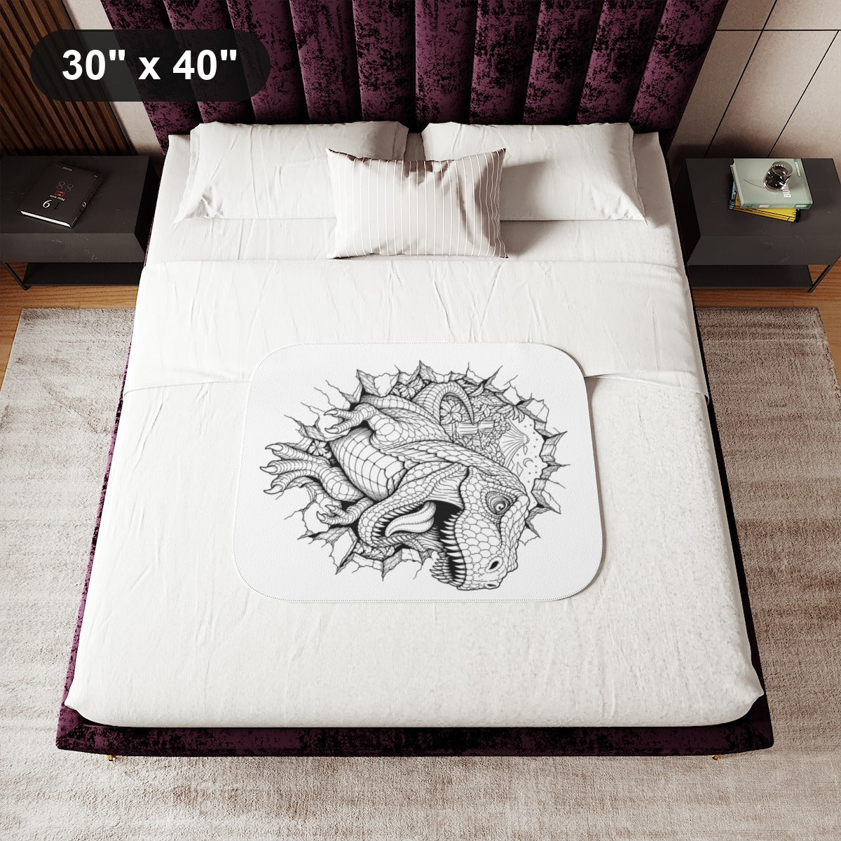 30" x 40" White coloring blanket styled in a room