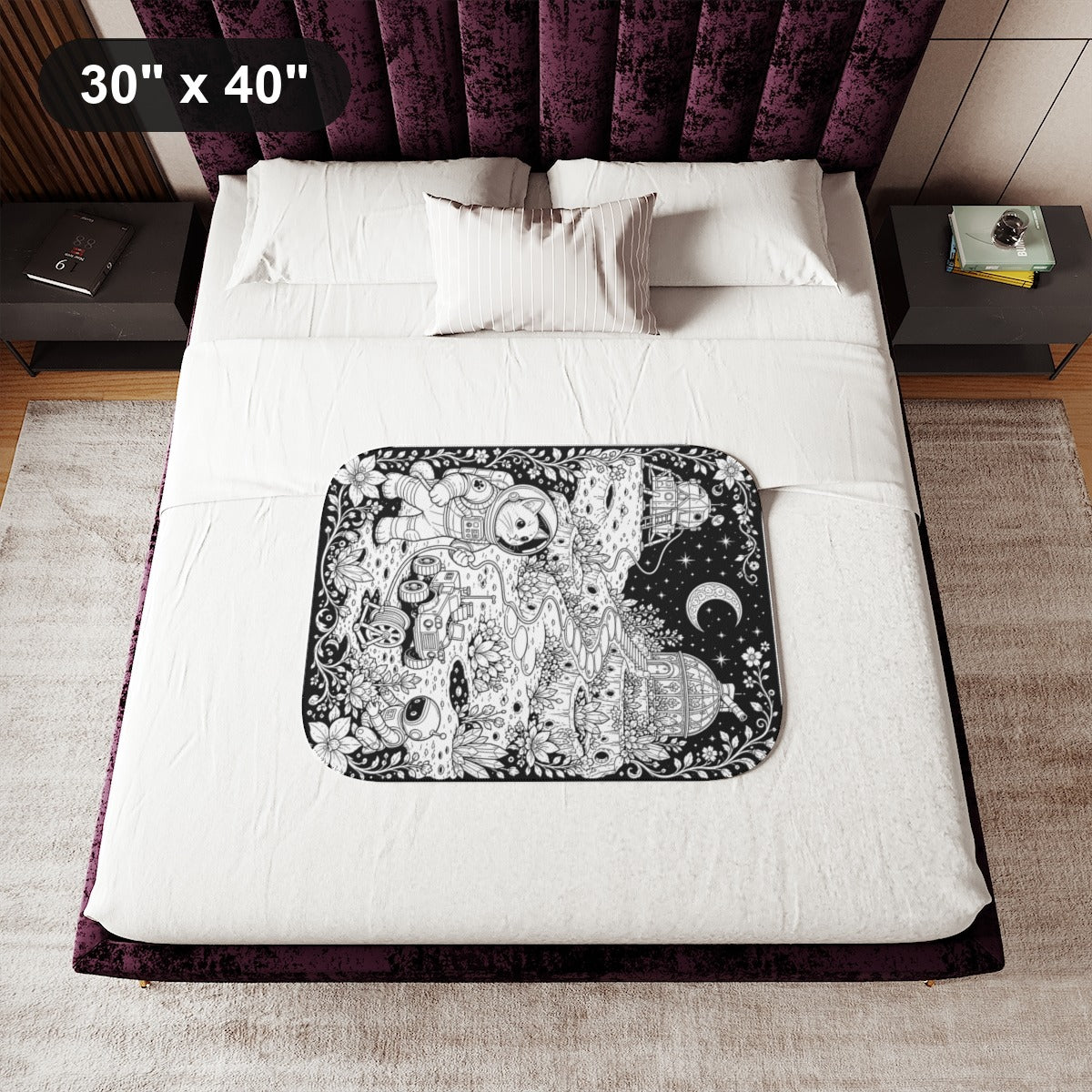 30" x 40" White coloring blanket styled in a room