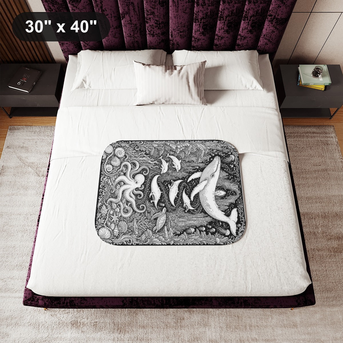 30" x 40" White coloring blanket styled in a room