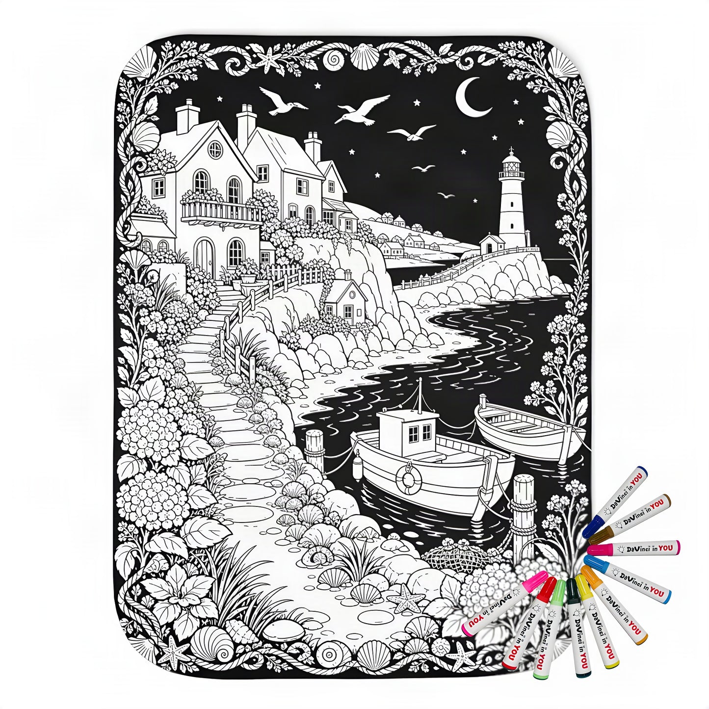 Color your own sherpa coloring blanket with 20 fabric markers