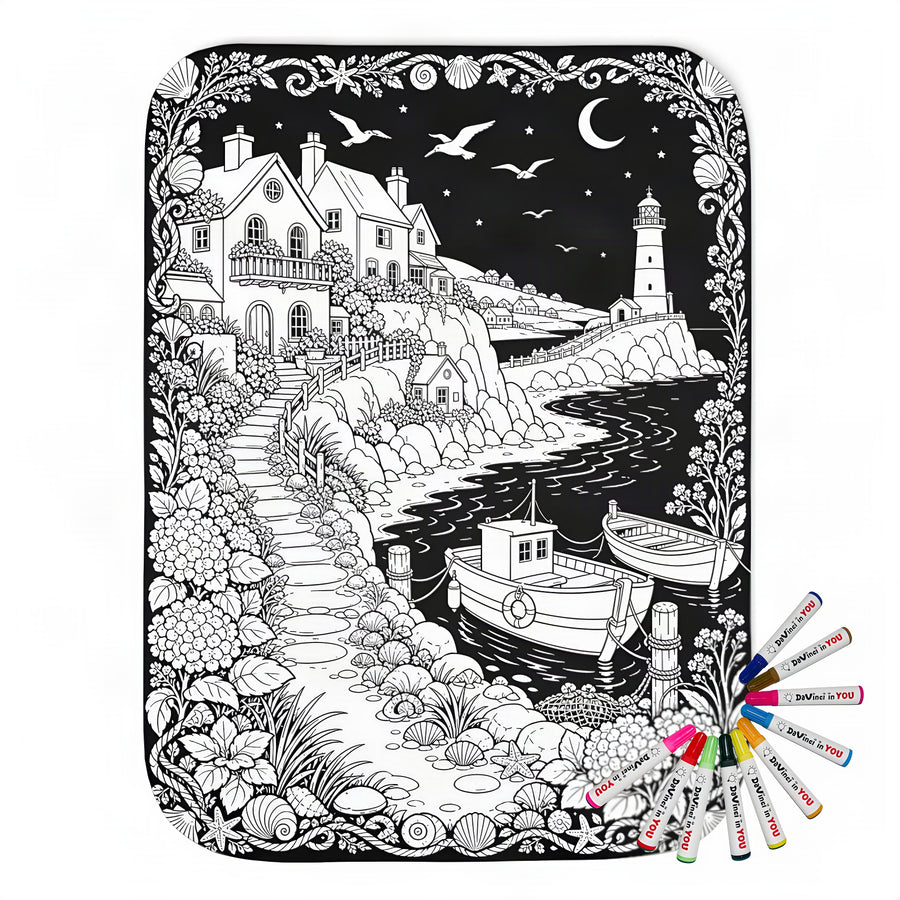 Coloring blanket with fabric markers