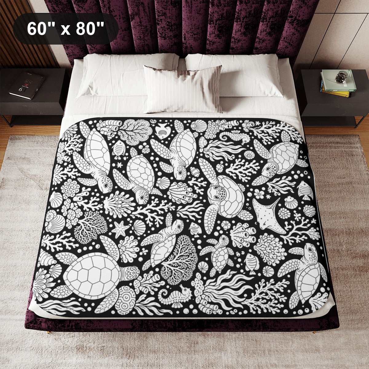 60" x 80" White coloring blanket styled in a room