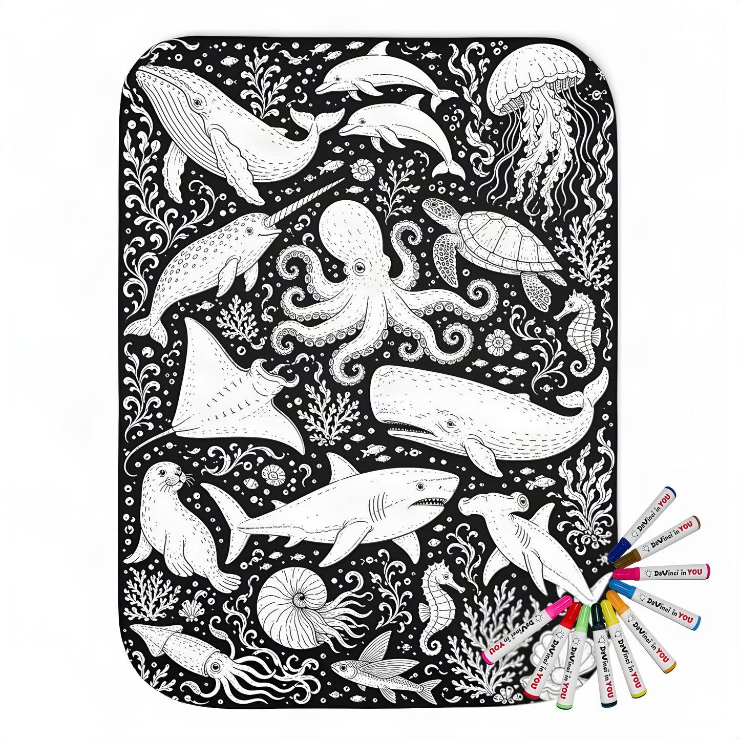 Color your own sherpa coloring blanket with 20 fabric markers