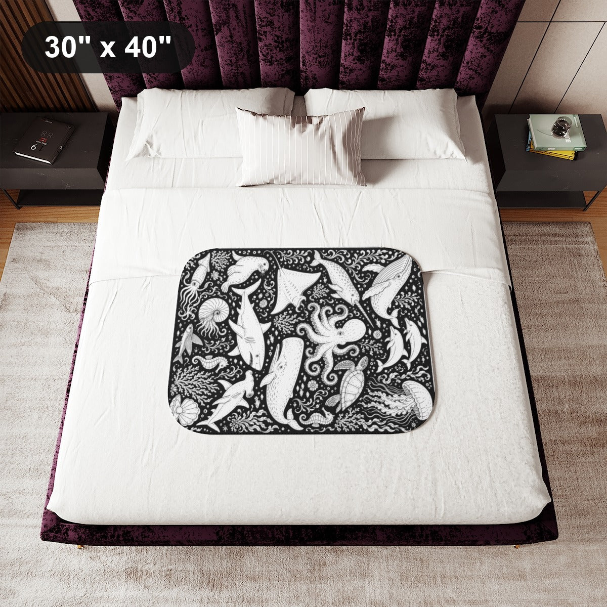 30" x 40" White coloring blanket styled in a room