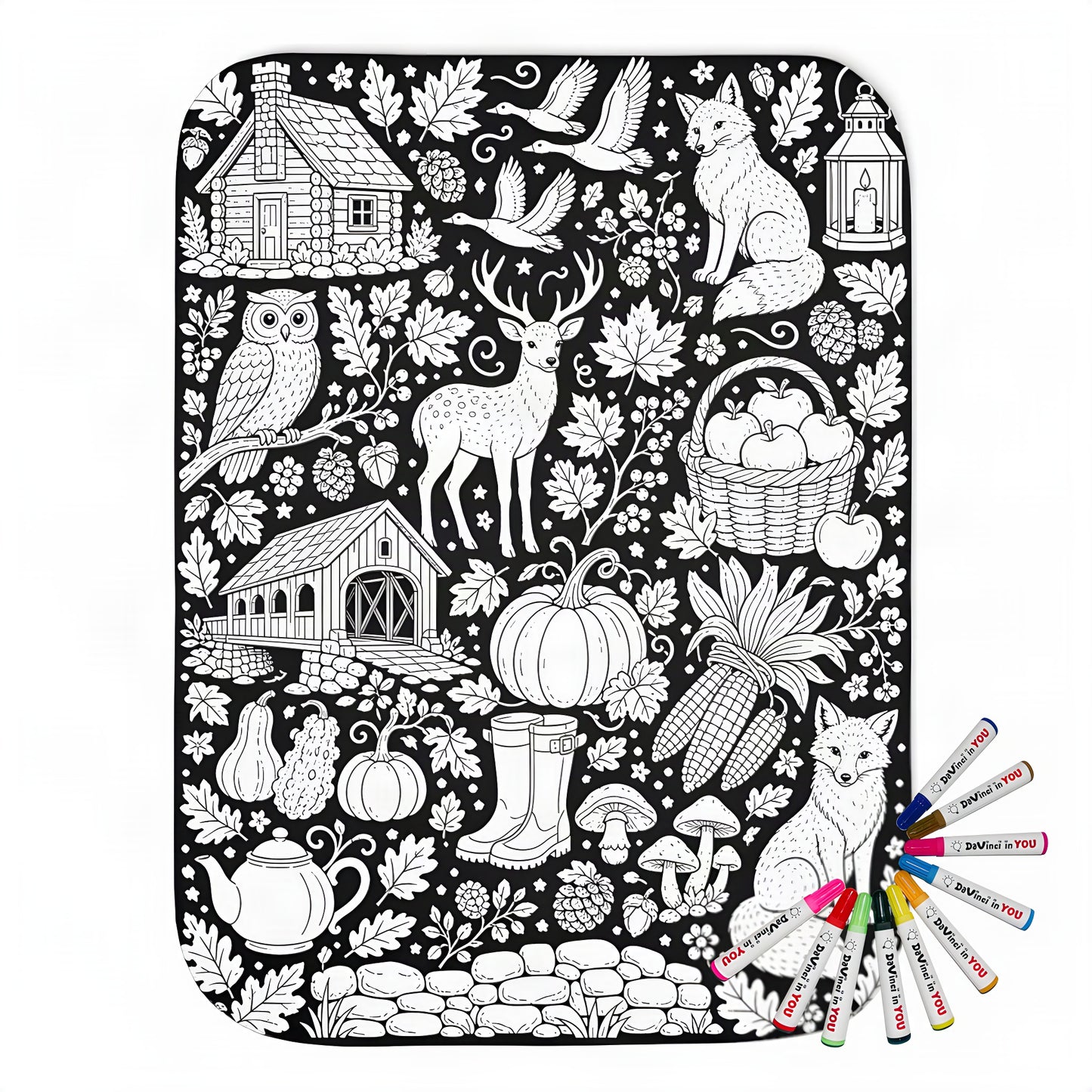 Color your own sherpa coloring blanket with 20 fabric markers