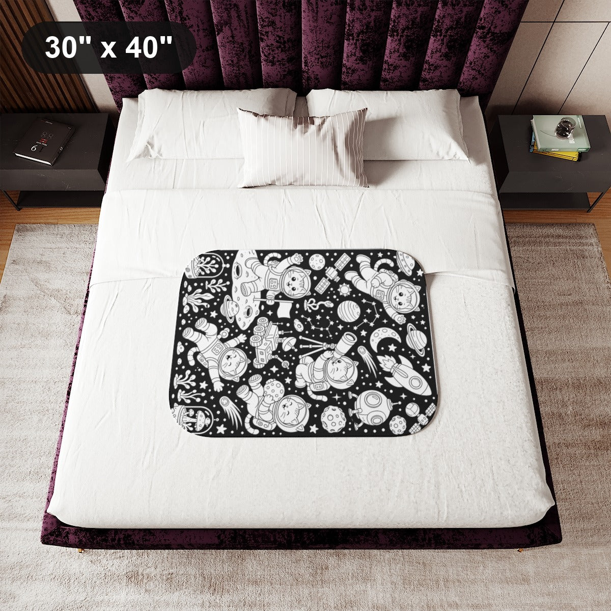 30" x 40" White coloring blanket styled in a room