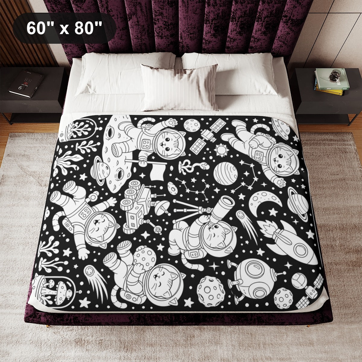 60" x 80" White coloring blanket styled in a room
