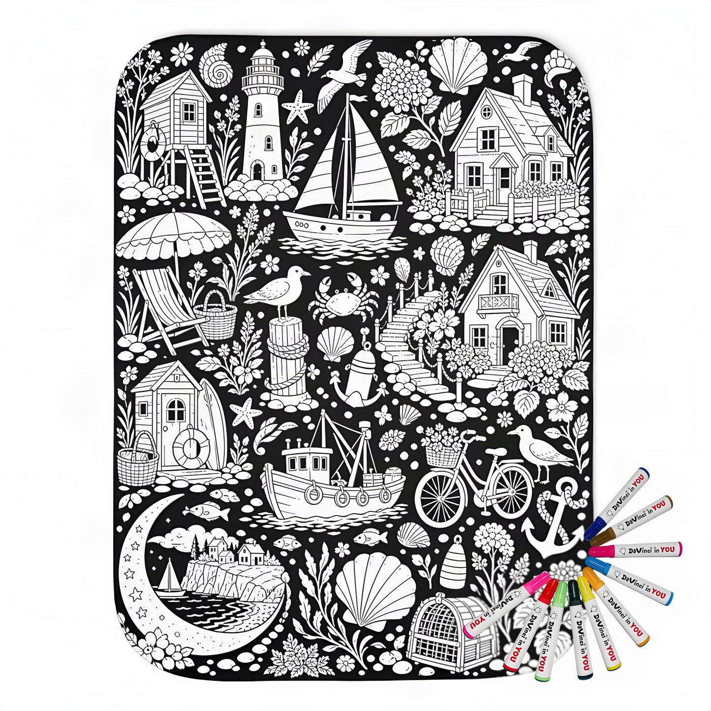 Color your own sherpa coloring blanket with 20 fabric markers