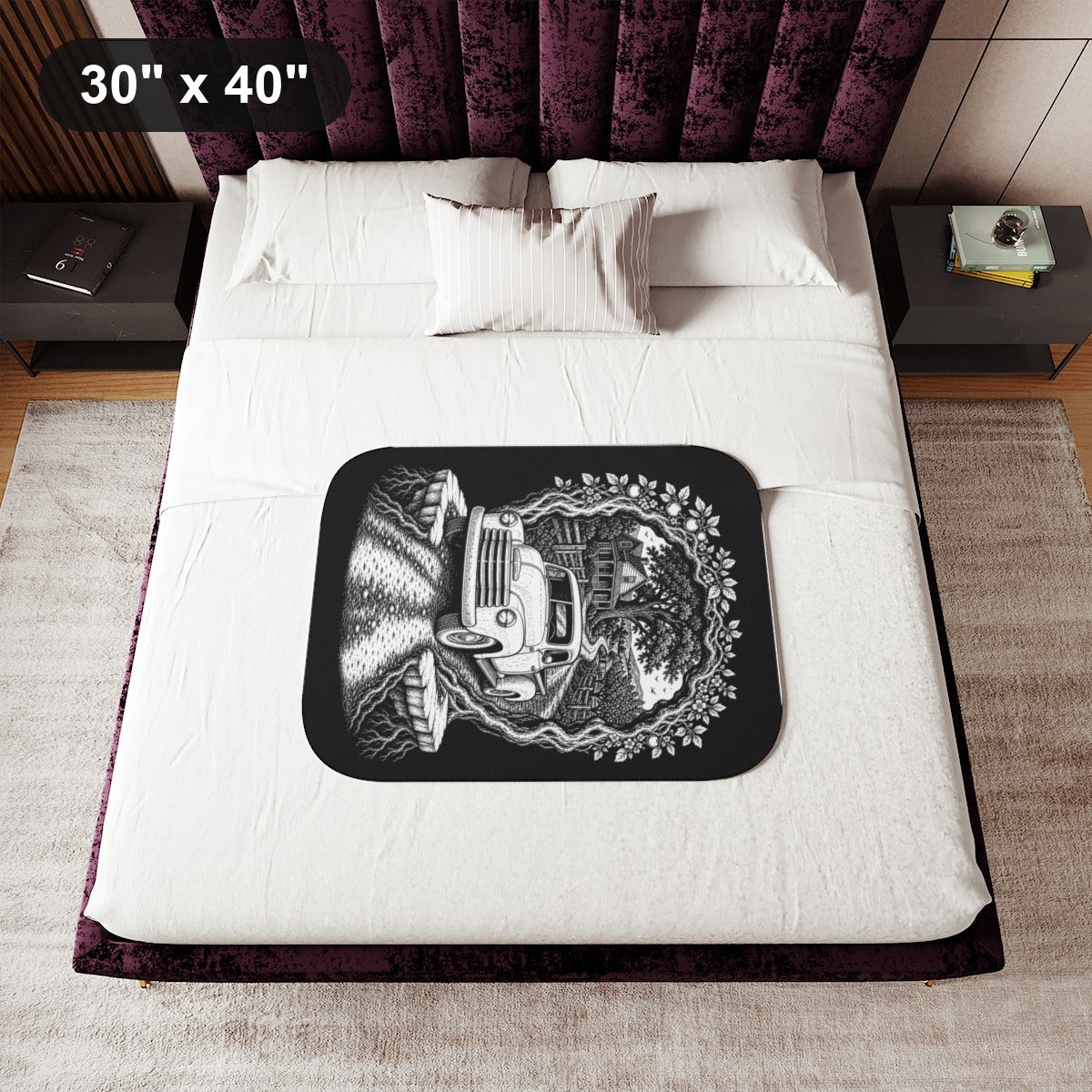 30" x 40" White coloring blanket styled in a room