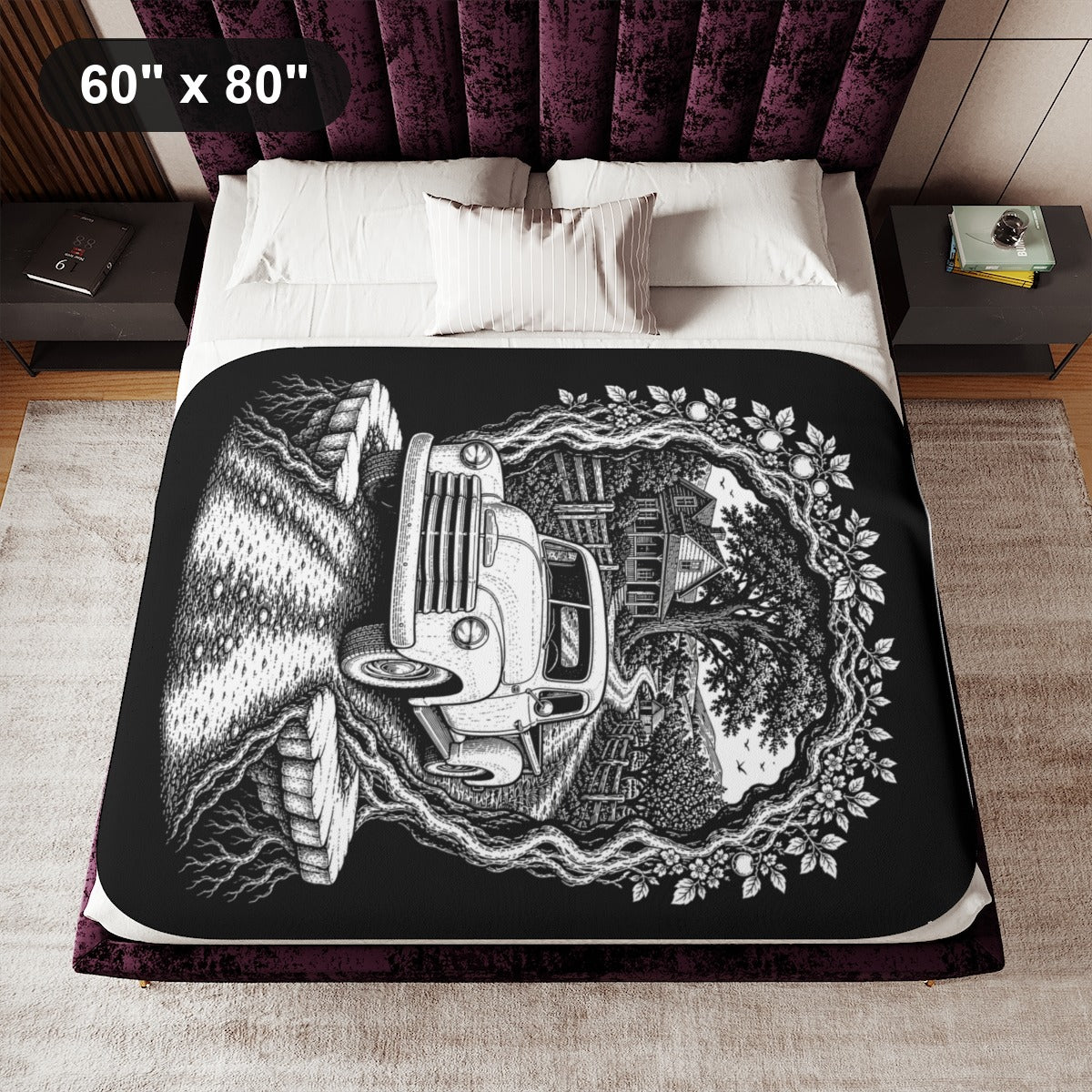 60" x 80" White coloring blanket styled in a room