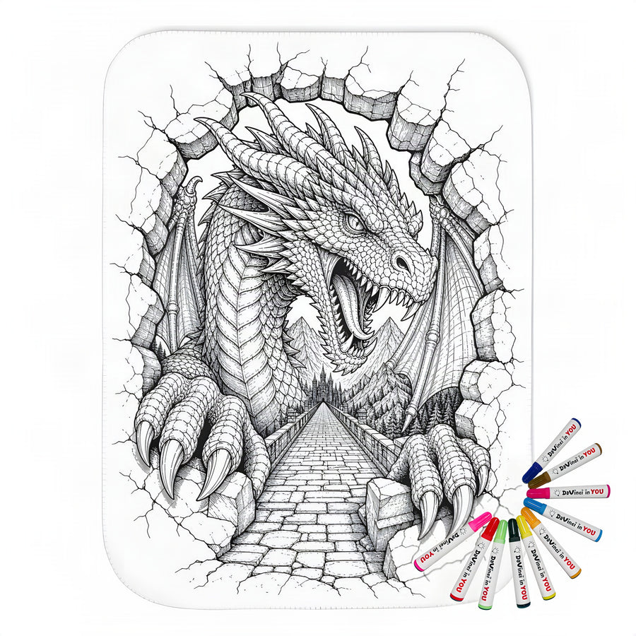 Coloring blanket with fabric markers