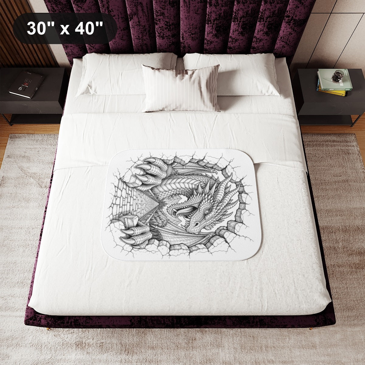 30" x 40" White coloring blanket styled in a room