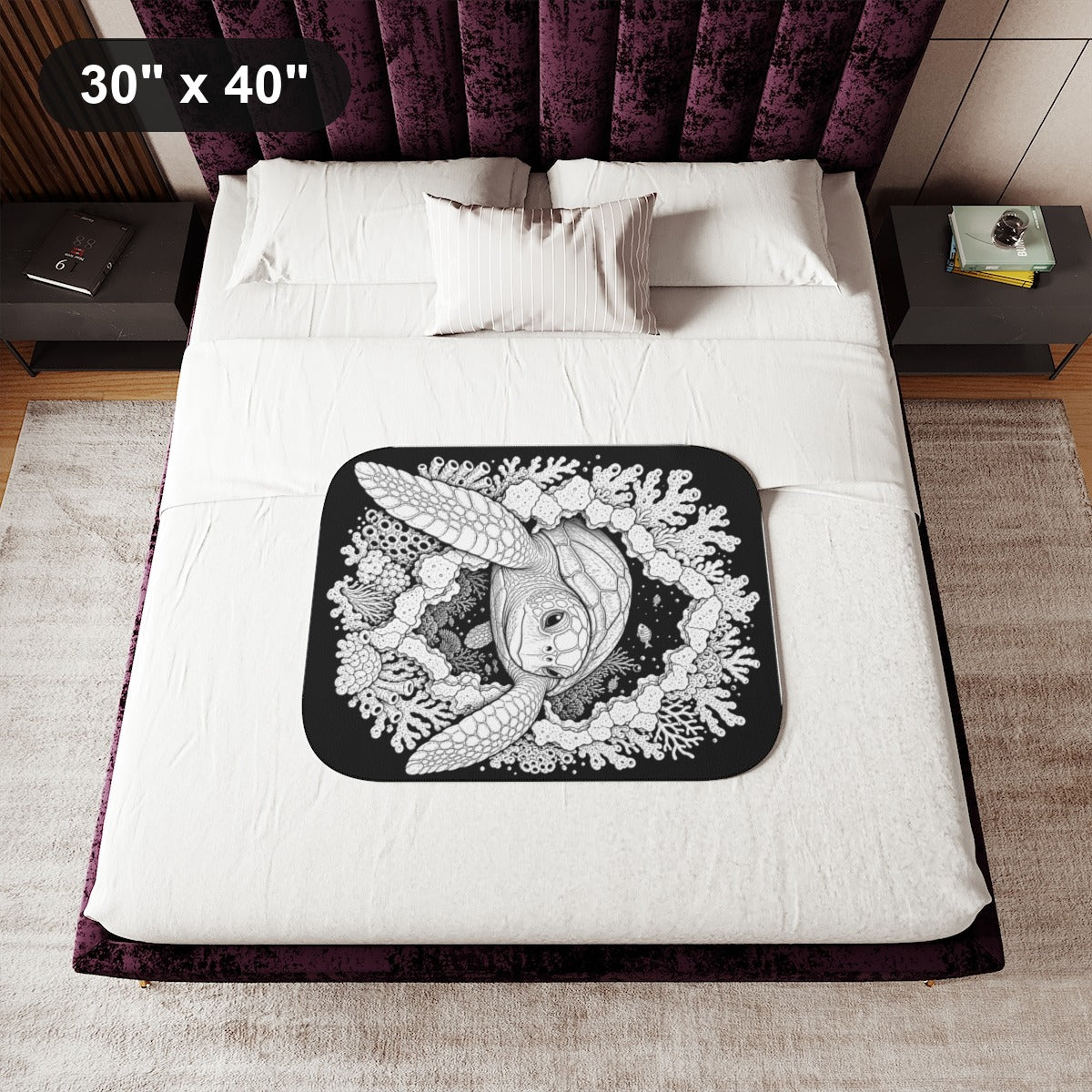 30" x 40" White coloring blanket styled in a room