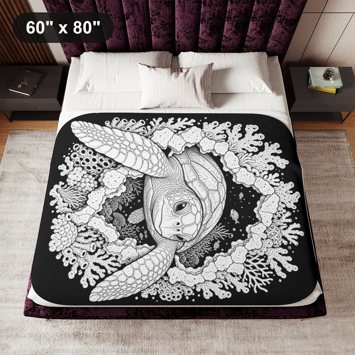 60" x 80" White coloring blanket styled in a room