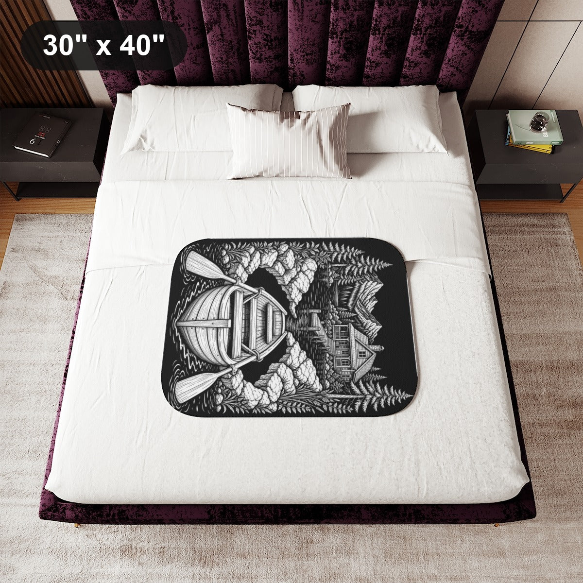 30" x 40" White coloring blanket styled in a room