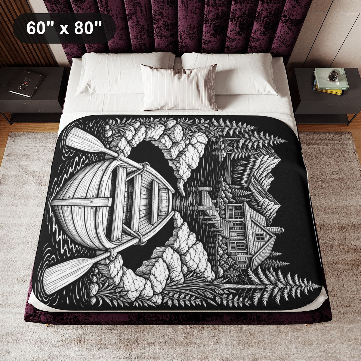 60" x 80" White coloring blanket styled in a room