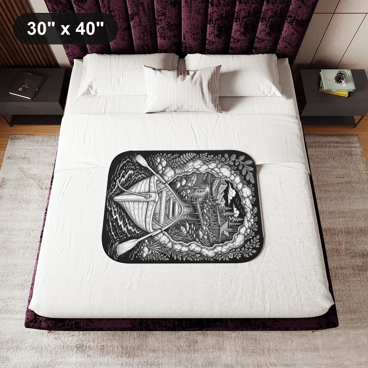 30" x 40" White coloring blanket styled in a room