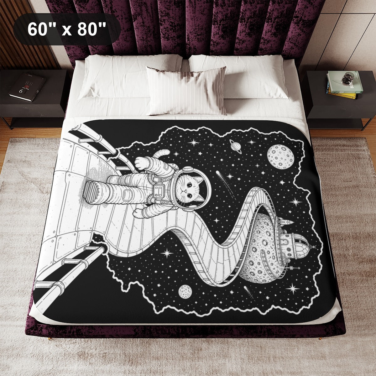 60" x 80" White coloring blanket styled in a room