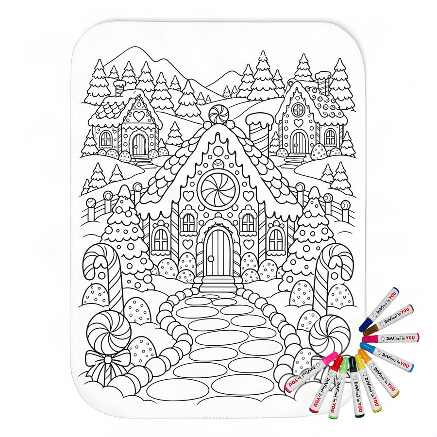 Coloring blanket with fabric markers