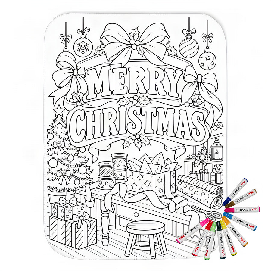 Coloring blanket with fabric markers
